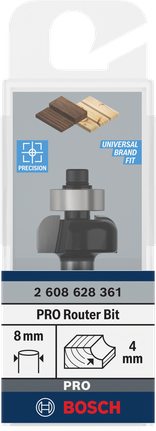 Bosch PRO Fräser-Hohlkehle 4 mm, 8 mm Schaft.
