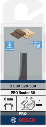 Bosch PRO-Fräser, gerade, 7 x 19,6 mm, 8 mm Schaft.