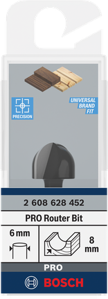 Bosch PRO Fräser 8 mm Kernbüchse 6 mm Schaft.