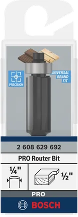 Bosch PRO Fräser 1/2″ Bündigfräser, 1/4″ Schaft.
