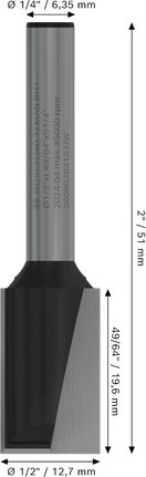 Bosch PRO Router Straight Bit, zwei Schneiden, 1/2 Zoll Durchmesser.