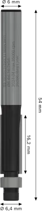 Bosch PRO Fräser mit Unterlager, Bündigfräser, 6 mm Schaft.