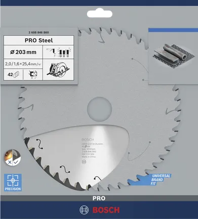 Kreissägeblatt Bosch PRO Steel 203×2×25,4 mm.