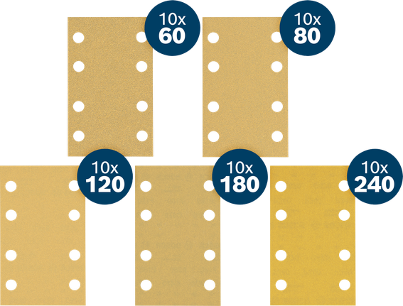 Bosch EXPERT C470 Schleifpapier-Set 80x133mm, verschiedene Körnungen.