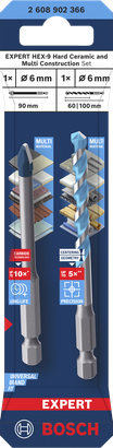 Bosch EXPERT HEX-9 Hartkeramik- und Multi-Construction-Bohrerset 6 mm.