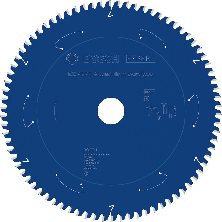Bosch EXPERT Aluminium Akku-Kreissägeblatt, 78 Zähne.