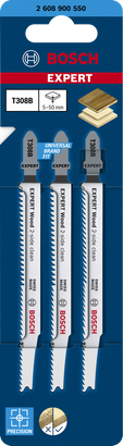 Bosch EXPERT Wood 2-seitig saubere T308B Stichsägeblätter, 3er-Pack.