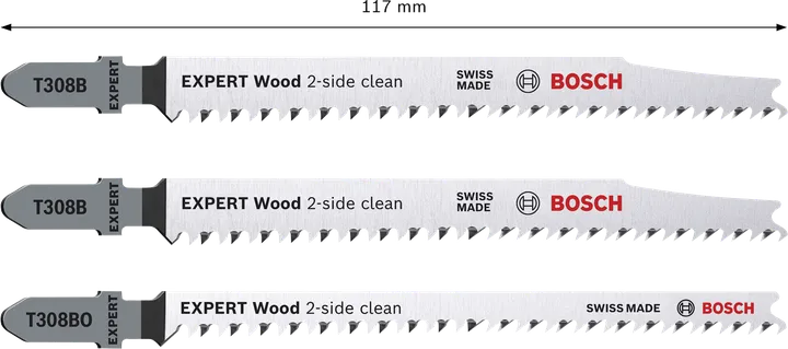 Bosch EXPERT Wood 2-Seiten-Sauber-Stichsägeblatt-Set, 3-teilig.