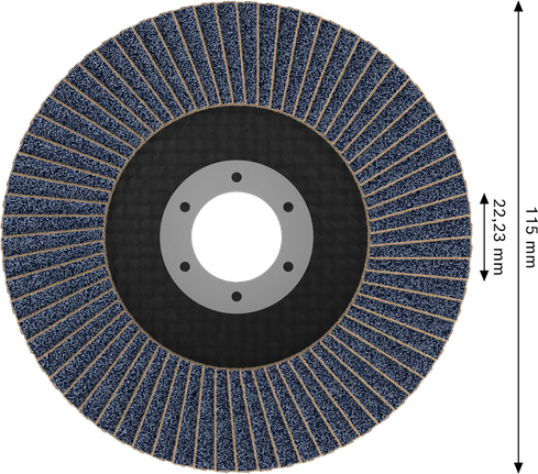 Bosch X451 Fächerscheibe 115 mm G80 zum Metallschleifen.