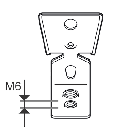 Metallaufhänger mit M6-Gewinde.