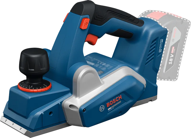 Bosch GHO18V-20 Akku-Hobelmaschine mit Einstellknopf.