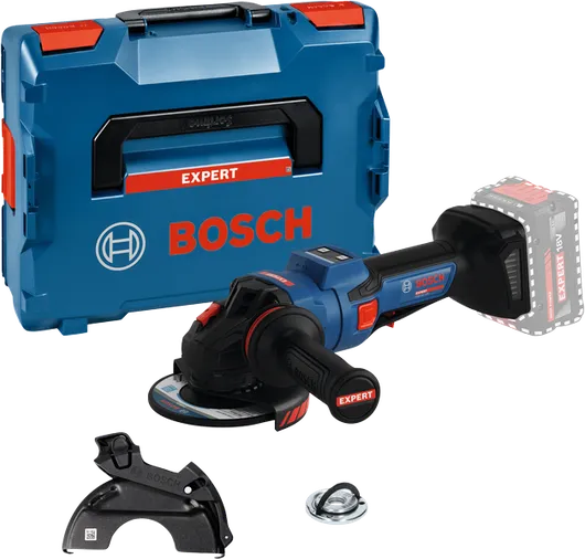 Bosch EXWS18V-15PS Winkelschleifer mit Koffer und Zubehör.