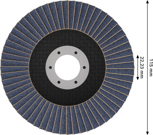 Bosch X451 Fächerscheibe 115 mm G40 zum Metallschleifen.