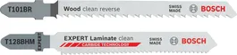 Stichsägeblätter T101BR und T128BHM von Bosch für sauberes Schneiden von Holz und Laminat.