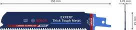 Bosch EXPERT Thick Tough Metal S955CHC Sägeblatt, Hartmetallzähne.