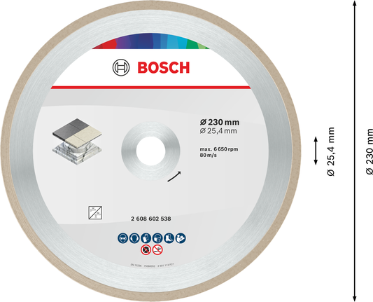 Bosch Keramiktrennscheibe 230 mm für Fliesenarbeiten.