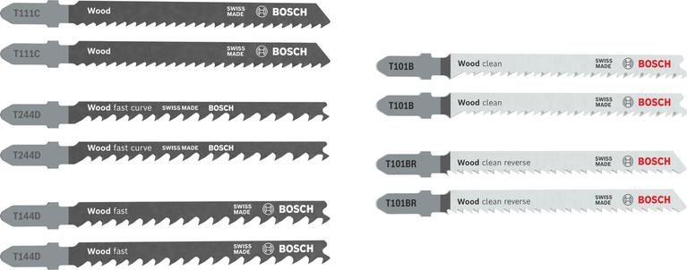 Bosch Stichsägeblatt-Set für Holz, 10-teilig für saubere und schnelle Schnitte.