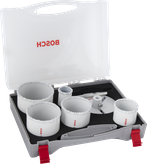 Bosch Lochsägen-Set für Ziegel und weiche Fliesen mit Dornbohrung im Koffer.