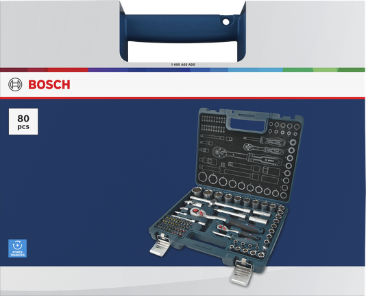 Bosch 1/4" + 1/2" Ratschenset, 80-teilig im Koffer.