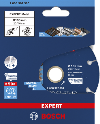 Bosch EXPERT Metall-Diamanttrennscheibe 105 mm für Metall.