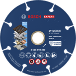 Bosch EXPERT Metall-Diamanttrennscheibe 105 mm für verschiedene Materialien.