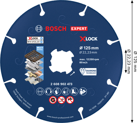 Bosch EXPERT Metall-Diamanttrennscheibe X-LOCK 125 mm.
