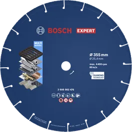 Bosch EXPERT Metall-Diamanttrennscheibe 355 mm für verschiedene Materialien.