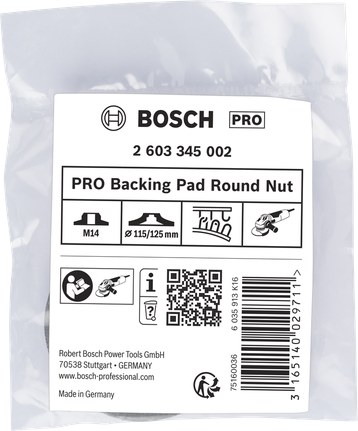 Bosch PRO Stützteller Rundmutter M14 für 115/125 mm Schleifmaschinen.