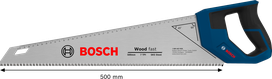 Bosch Handsäge 500 mm 7 Zähne pro Zoll für schnelles Holzschneiden.