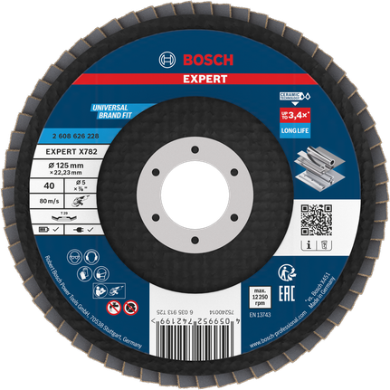 Bosch EXPERT X782 Fächerscheibe, abgewinkelt, 125 mm G40.
