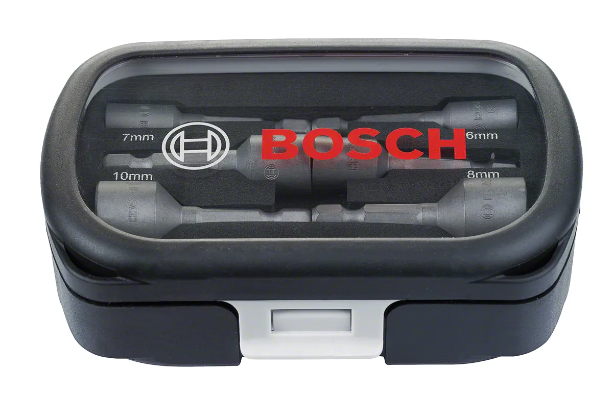 Jeu de douilles Bosch 6 pièces 6–13 mm dans un étui compact.