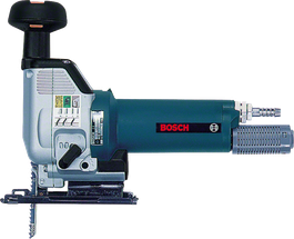 Scie sauteuse pneumatique Bosch avec poignée ergonomique.