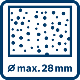 Diamètre de perçage maxi dans le béton 28 mm 