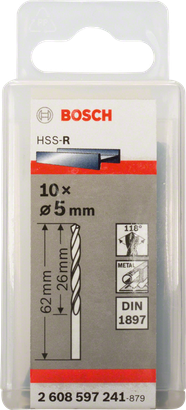 Pack de forets tronqués Bosch HSS-R 5 mm.