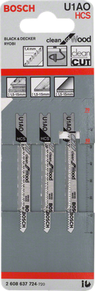 Lames de scie sauteuse Bosch U 1 AO, lot de 3.