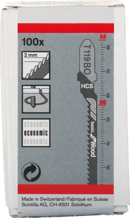 Lames de scie sauteuse Bosch T119BO HCS pour bois.