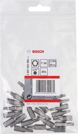 Embouts de tournevis Torx Bosch T20 25 mm, paquet de 25.