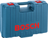 Coffret en plastique Bosch avec poignée pour le rangement des outils.