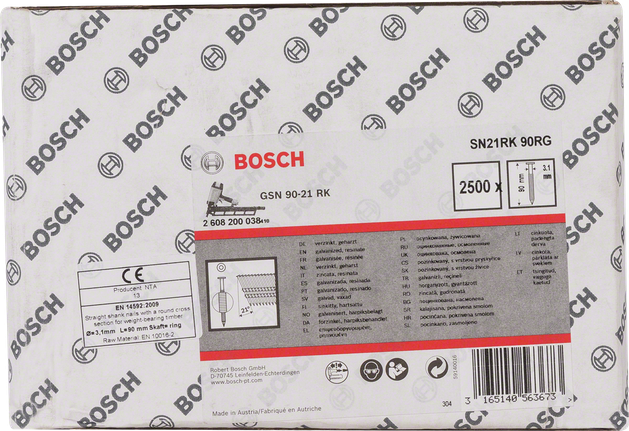 Clous de finition galvanisés Bosch 3,1 mm.