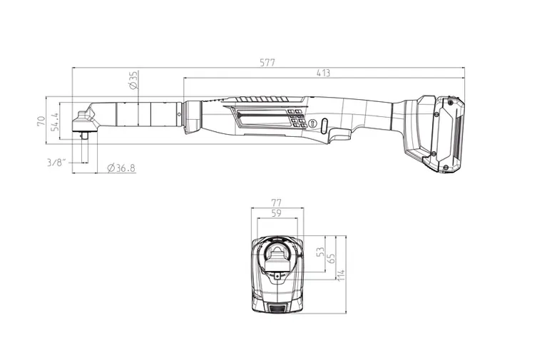 Dimensions de la meuleuse d'angle.