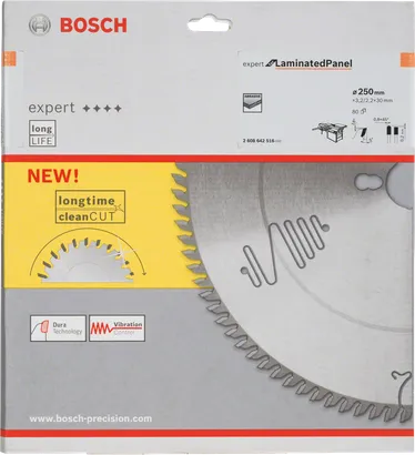 Lame de scie circulaire Bosch Expert pour panneaux stratifiés 250 mm.