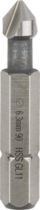 Fraise à chanfreiner Bosch 6,3 mm pour des bords de trou précis.