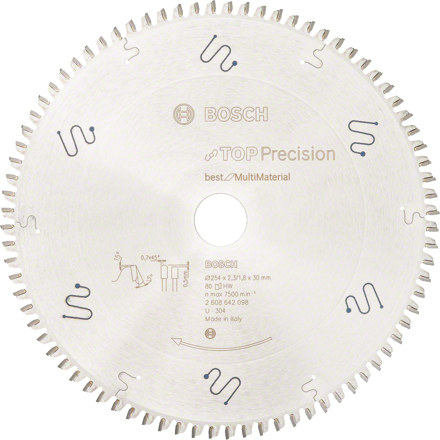 Lame de scie circulaire Bosch Top Precision idéale pour les matériaux multiples.