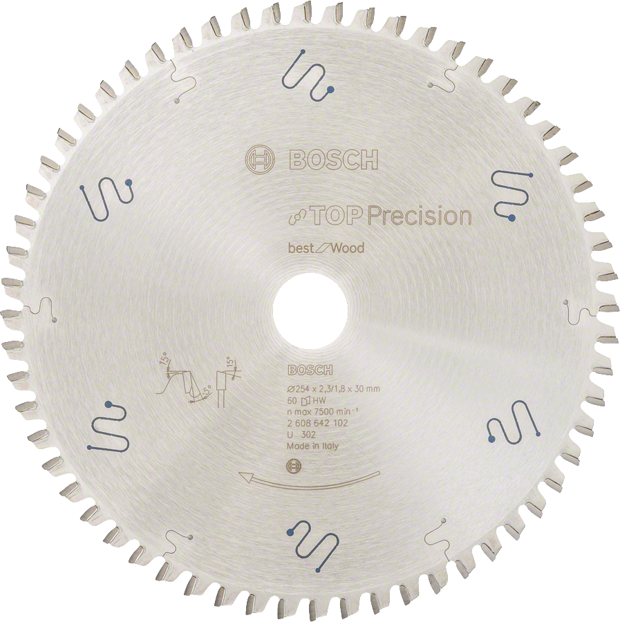 Lame de scie circulaire Bosch Top Precision Best for Wood 254 mm.