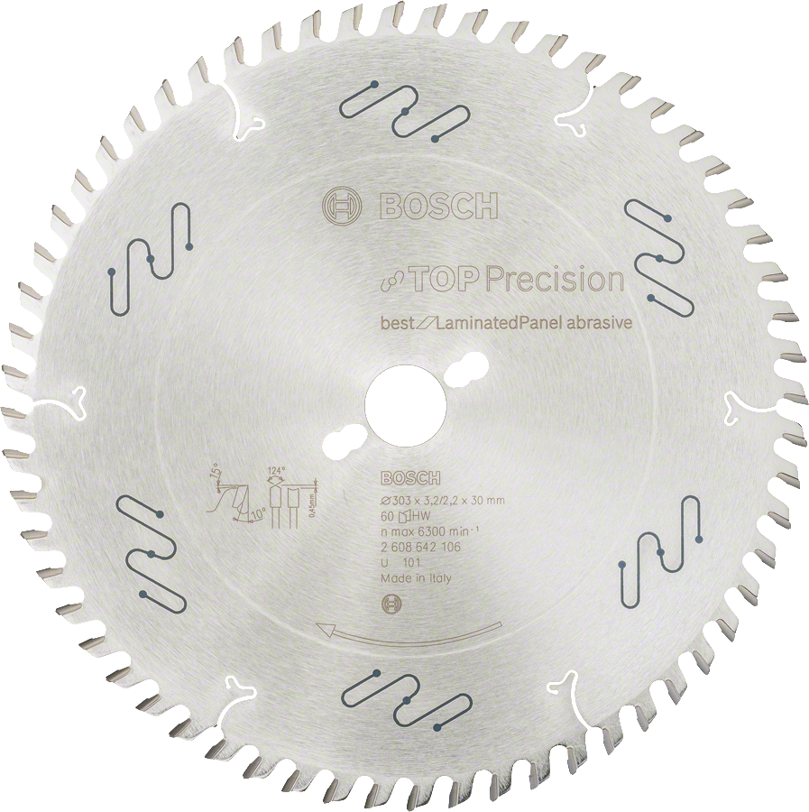Lame de scie circulaire Bosch Top Precision pour panneaux stratifiés.
