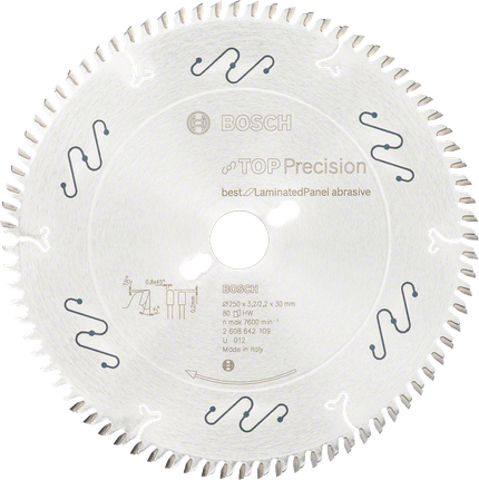 Lame de scie circulaire Bosch Top Precision pour panneaux stratifiés.