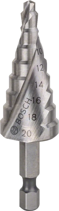 Foret étagé Bosch HSS 4-20 mm pour un perçage précis.