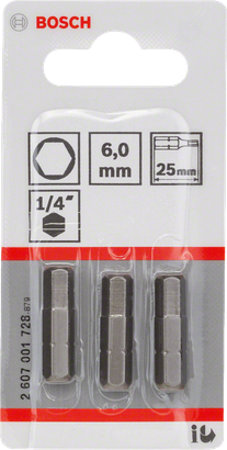 Embouts de tournevis Bosch 6,0 mm 25 mm.