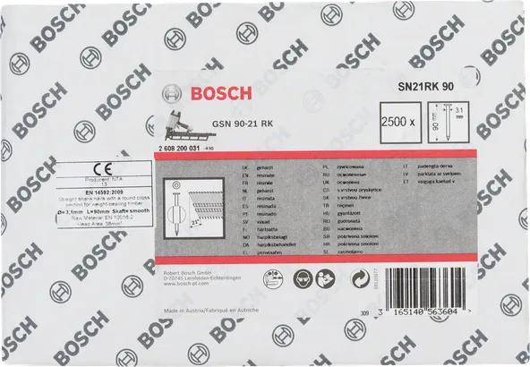 Clous à tige droite Bosch 3,1 mm.