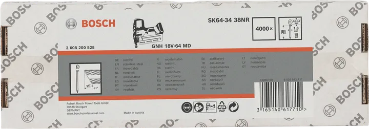 Clous en acier inoxydable Bosch SK64-34 38NR 4000×.